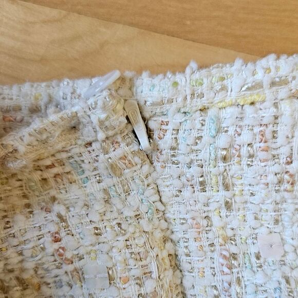 Vintage Voire Nom White Tweed Skirt with Sequins - Picture 6 of 7